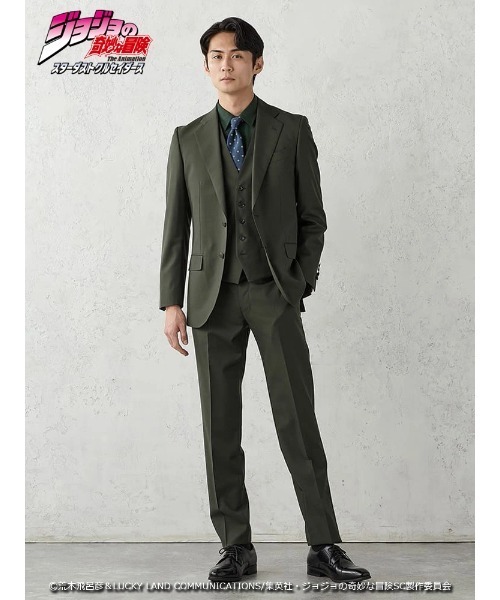 Perfect Suit FActory（パーフェクトスーツファクトリー）の「アニメ『ジョジョの奇妙な冒険 スターダストクルセイダース』セットアップジャケット【花京院典明】（スーツジャケット・メンズ・グリーン・SS/S/M/L/LL/3L）」の9枚目の写真
