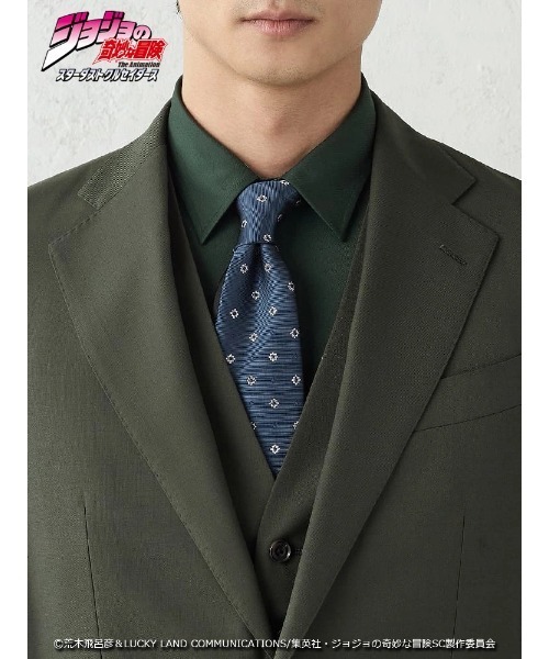 Perfect Suit FActory（パーフェクトスーツファクトリー）の「アニメ『ジョジョの奇妙な冒険 スターダストクルセイダース』セットアップジャケット【花京院典明】（スーツジャケット・メンズ・グリーン・SS/S/M/L/LL/3L）」の12枚目の写真