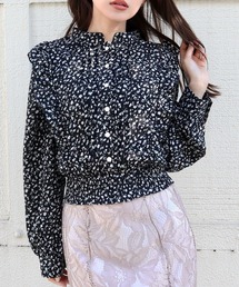 花柄 レース セシルマクビー CECIL Mc BEE トップス ブラウス 白 花柄シャーリングブラウス｜シャツ・ブラウス｜CECIL McBEE(セシル