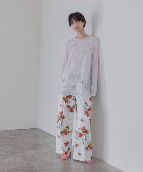 Eimee Law（エイミーロウ）の「ブラッシュフラワープリントリラックスパンツ（その他パンツ・レディース・オフホワイト/ブラウン・FREE）」の3枚目の写真