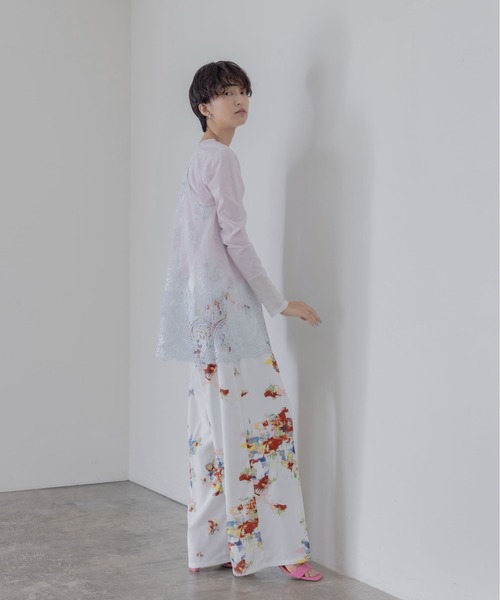 Eimee Law（エイミーロウ）の「ブラッシュフラワープリントリラックスパンツ（その他パンツ・レディース・オフホワイト/ブラウン・FREE）」の6枚目の写真