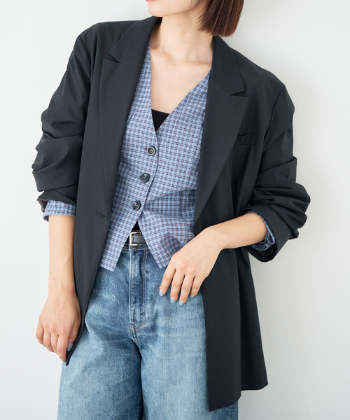 IENA（イエナ）の「《セットアップ対応可》エアリーライトジャケット（テーラードジャケット・レディース・ブラウン/ネイビー・36/38）」の10枚目の写真