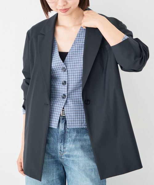 IENA（イエナ）の「《セットアップ対応可》エアリーライトジャケット（テーラードジャケット・レディース・ブラウン/ネイビー・36/38）」の13枚目の写真