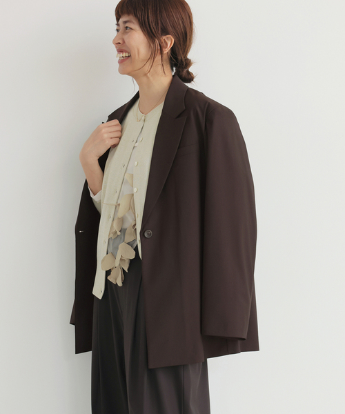 IENA（イエナ）の「《セットアップ対応可》エアリーライトジャケット（テーラードジャケット・レディース・ブラウン/ネイビー・36/38）」の21枚目の写真