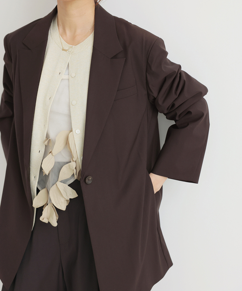 IENA（イエナ）の「《セットアップ対応可》エアリーライトジャケット（テーラードジャケット・レディース・ブラウン/ネイビー・36/38）」の22枚目の写真