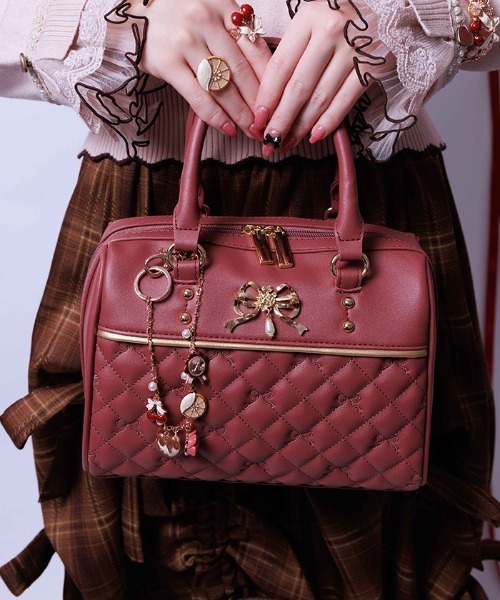 axes femme（アクシーズファム）の「リボン刺繍キルトボストン（ボストンバッグ・レディース・ピンク系その他/ブラック/キナリ・FREE）」の3枚目の写真