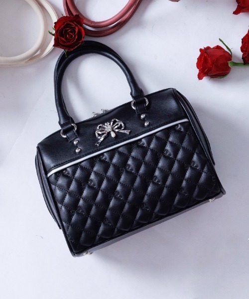 axes femme（アクシーズファム）の「リボン刺繍キルトボストン（ボストンバッグ・レディース・ピンク系その他/ブラック/キナリ・FREE）」の2枚目の写真