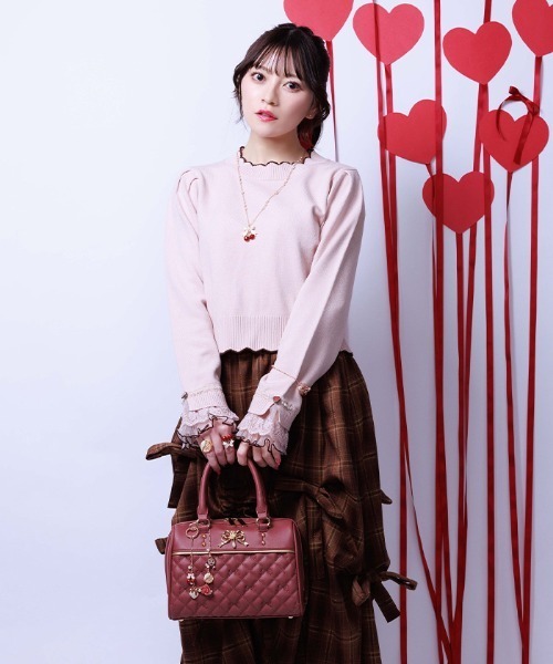 axes femme（アクシーズファム）の「リボン刺繍キルトボストン（ボストンバッグ・レディース・ピンク系その他/ブラック/キナリ・FREE）」の4枚目の写真