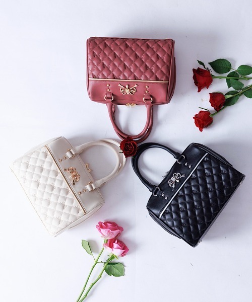 axes femme（アクシーズファム）の「リボン刺繍キルトボストン（ボストンバッグ・レディース・ピンク系その他/ブラック/キナリ・FREE）」の5枚目の写真