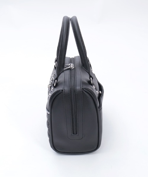 値下げ！新品　格安　OKAJIMA 刺繍入り黒ボストンバッグ リボン刺繍キルトボストン（ボストンバッグ）｜axes femme（アクシーズ