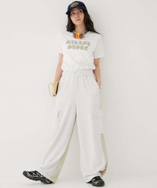 MIRROR STOKE（ミラーストーク）の「【ZOZO限定】MIX COLOR DRAWSTRING SWEAT PANTS/ミックスカラードローストリングスウェットパンツ（スウェットパンツ・レディース・アイボリー/ブラック/グレー・MEDIUM）」の2枚目の写真