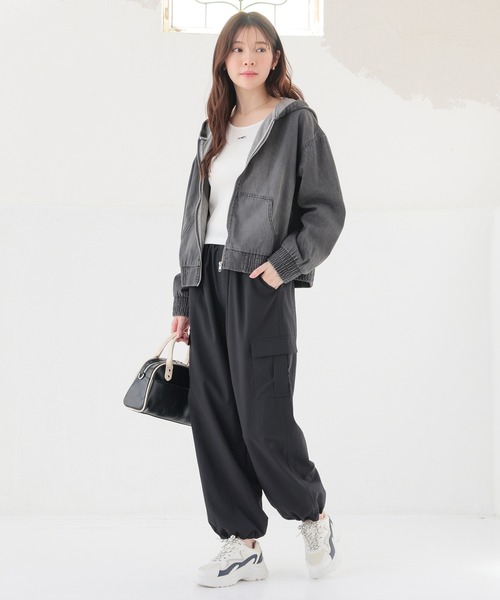 Honeys（ハニーズ）の「カーゴパンツ（カーゴパンツ・レディース・ブラック/カーキ/ホワイト/ピンク・S/M/LL/L/SS）」の9枚目の写真