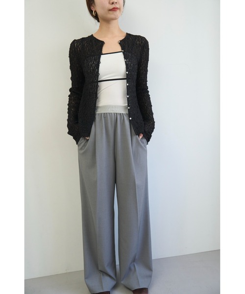 emmi（エミ）の「emmiロゴゴムジャガードイージーパンツ（その他パンツ・レディース・オフホワイト/グレー/ピンク/ブラウン・1/0）」の2枚目の写真