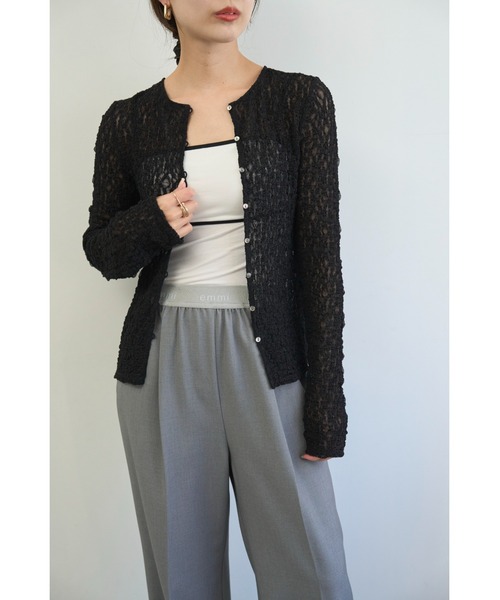 emmi（エミ）の「emmiロゴゴムジャガードイージーパンツ（その他パンツ・レディース・オフホワイト/グレー/ピンク/ブラウン・1/0）」の6枚目の写真