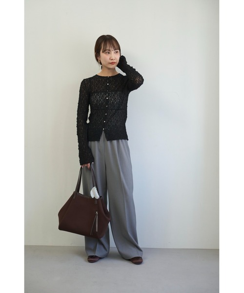 emmi（エミ）の「emmiロゴゴムジャガードイージーパンツ（その他パンツ・レディース・オフホワイト/グレー/ピンク/ブラウン・1/0）」の5枚目の写真