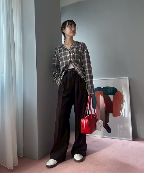 emmi（エミ）の「emmiロゴゴムジャガードイージーパンツ（その他パンツ・レディース・オフホワイト/グレー/ピンク/ブラウン・1/0）」の17枚目の写真