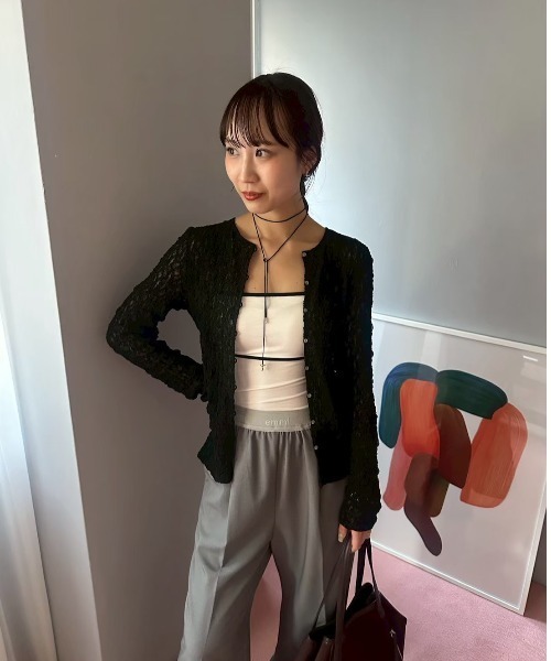 emmi（エミ）の「emmiロゴゴムジャガードイージーパンツ（その他パンツ・レディース・オフホワイト/グレー/ピンク/ブラウン・1/0）」の18枚目の写真