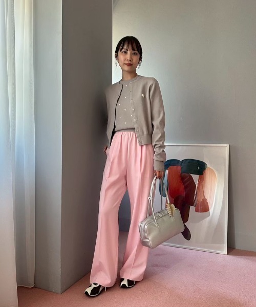 emmi（エミ）の「emmiロゴゴムジャガードイージーパンツ（その他パンツ・レディース・オフホワイト/グレー/ピンク/ブラウン・1/0）」の21枚目の写真