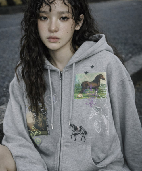 GRAVER（グレーバー）の「[ユニセックス]HOREY フードジップアップ_2カラー（パーカー・レディース・ブラック/杢グレー・MEDIUM/LARGE）」の8枚目の写真