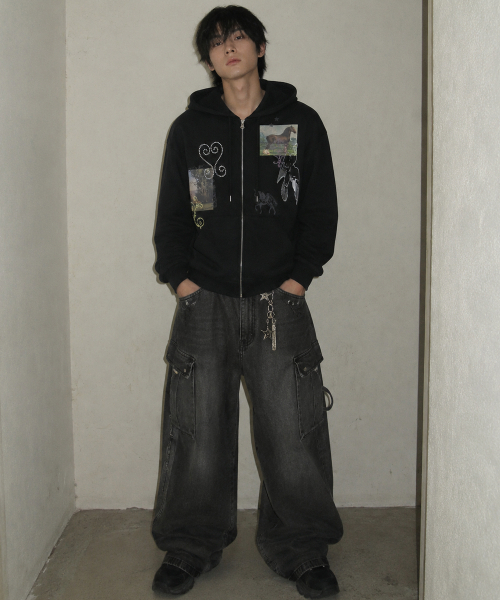 GRAVER（グレーバー）の「[ユニセックス]HOREY フードジップアップ_2カラー（パーカー・レディース・ブラック/杢グレー・MEDIUM/LARGE）」の13枚目の写真
