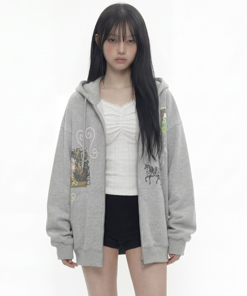 GRAVER（グレーバー）の「[ユニセックス]HOREY フードジップアップ_2カラー（パーカー・レディース・ブラック/杢グレー・MEDIUM/LARGE）」の15枚目の写真