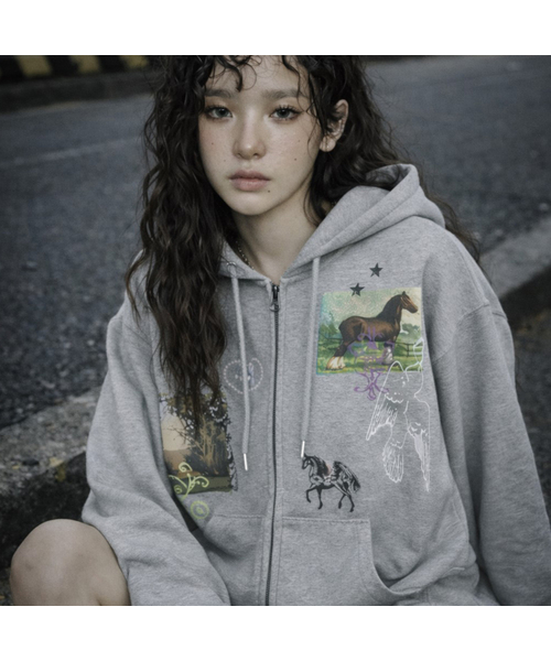 GRAVER（グレーバー）の「[ユニセックス]HOREY フードジップアップ_2カラー（パーカー・レディース・ブラック/杢グレー・MEDIUM/LARGE）」の19枚目の写真