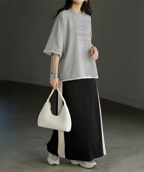 HUG.U(ハグユー)の「ユーズドライク ロゴ 半袖スウェットT(Tシャツ/カットソー・レディース・ブラック/グレー/ネイビー/カーキ/オレンジ・FREE)」の22枚目の写真