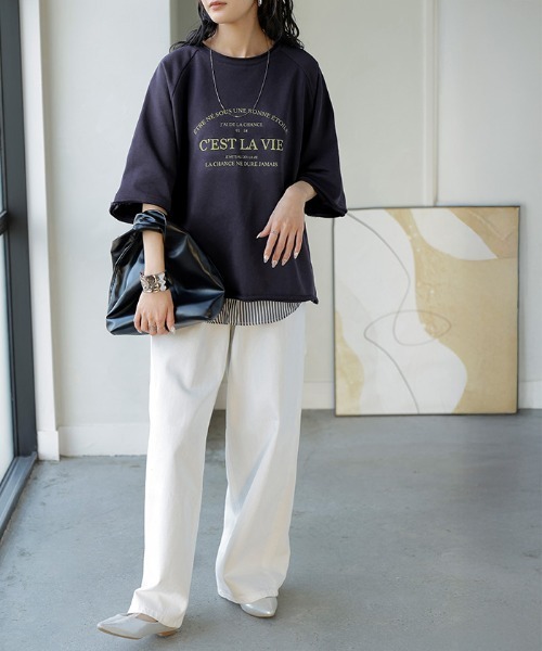 HUG.U(ハグユー)の「ユーズドライク ロゴ 半袖スウェットT(Tシャツ/カットソー・レディース・ブラック/グレー/ネイビー/カーキ/オレンジ・FREE)」の14枚目の写真
