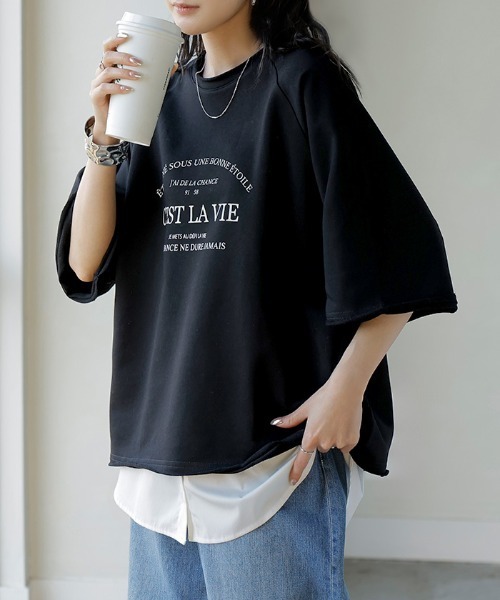 HUG.U(ハグユー)の「ユーズドライク ロゴ 半袖スウェットT(Tシャツ/カットソー・レディース・ブラック/グレー/ネイビー/カーキ/オレンジ・FREE)」の17枚目の写真