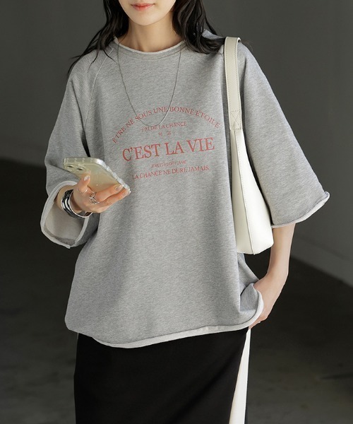 HUG.U(ハグユー)の「ユーズドライク ロゴ 半袖スウェットT(Tシャツ/カットソー・レディース・ブラック/グレー/ネイビー/カーキ/オレンジ・FREE)」の19枚目の写真