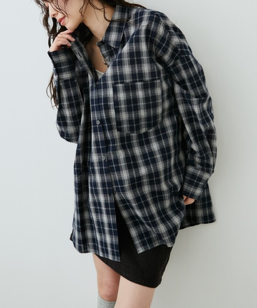 Aunt Marie's（アントマリーズ）の「サッカーチェックオーバーシャツ（シャツ/ブラウス・レディース・ネイビー/ブルー/アイボリー・FREE）」の14枚目の写真