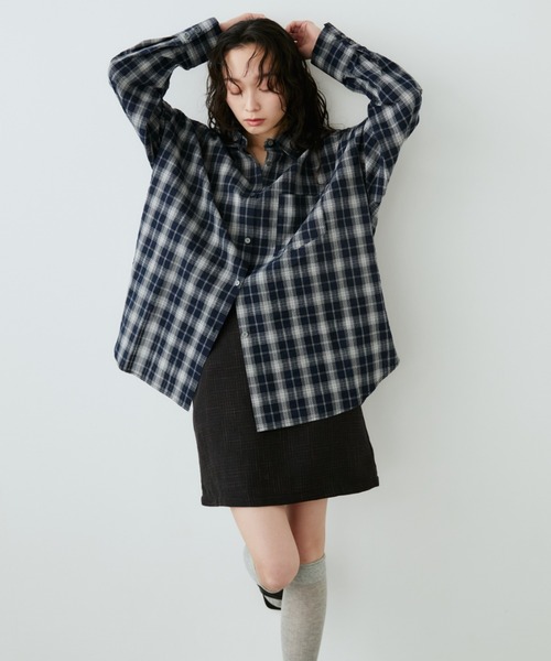 Aunt Marie's（アントマリーズ）の「サッカーチェックオーバーシャツ（シャツ/ブラウス・レディース・ネイビー/ブルー/アイボリー・FREE）」の12枚目の写真