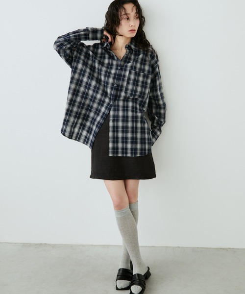 Aunt Marie's（アントマリーズ）の「サッカーチェックオーバーシャツ（シャツ/ブラウス・レディース・ネイビー/ブルー/アイボリー・FREE）」の19枚目の写真