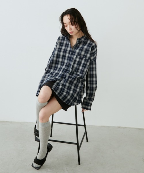 Aunt Marie's（アントマリーズ）の「サッカーチェックオーバーシャツ（シャツ/ブラウス・レディース・ネイビー/ブルー/アイボリー・FREE）」の20枚目の写真