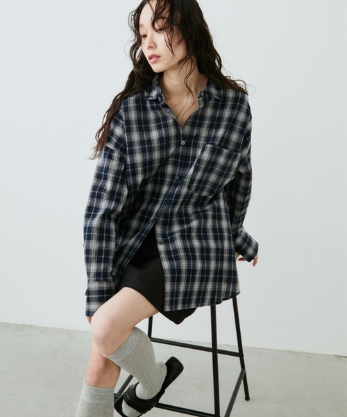 Aunt Marie's（アントマリーズ）の「サッカーチェックオーバーシャツ（シャツ/ブラウス・レディース・ネイビー/ブルー/アイボリー・FREE）」の16枚目の写真