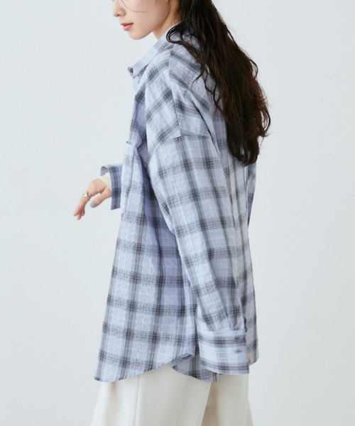 Aunt Marie's(アントマリーズ)の「サッカーチェックオーバーシャツ(シャツ/ブラウス・レディース・ネイビー/ブルー/アイボリー/ブラウン・FREE)」の21枚目の写真