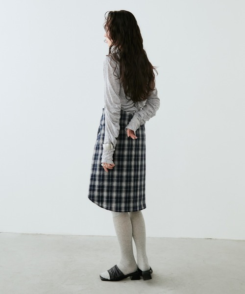 Aunt Marie's(アントマリーズ)の「サッカーチェックオーバーシャツ(シャツ/ブラウス・レディース・ネイビー/ブルー/アイボリー/ブラウン・FREE)」の16枚目の写真