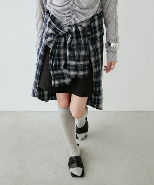 Aunt Marie's(アントマリーズ)の「サッカーチェックオーバーシャツ(シャツ/ブラウス・レディース・ネイビー/ブルー/アイボリー/ブラウン・FREE)」の18枚目の写真