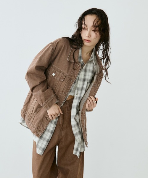 Aunt Marie's（アントマリーズ）の「サッカーチェックオーバーシャツ（シャツ/ブラウス・レディース・ネイビー/ブルー/アイボリー・FREE）」の8枚目の写真