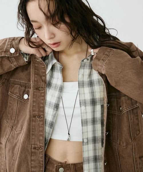 Aunt Marie's（アントマリーズ）の「サッカーチェックオーバーシャツ（シャツ/ブラウス・レディース・ネイビー/ブルー/アイボリー・FREE）」の11枚目の写真