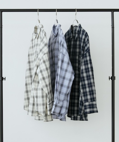 Aunt Marie's（アントマリーズ）の「サッカーチェックオーバーシャツ（シャツ/ブラウス・レディース・ネイビー/ブルー/アイボリー・FREE）」の5枚目の写真