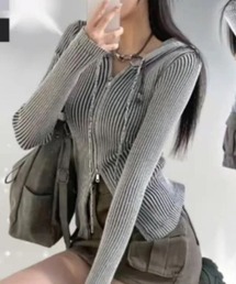 MASHIRO（マシロ）の「【MASHIRO】ダブルジップスリムリブパーカー Y2K(MA/EKW140)（パーカー）」