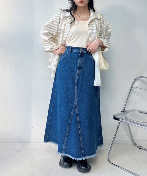 AS KNOW AS plus(アズノゥアズプラス)の「○リメイク風デニムロングスカート セットアップ可能(デニムスカート・レディース・ブルー系その他/ブルー/ブラック系その他・FREE)」の20枚目の写真