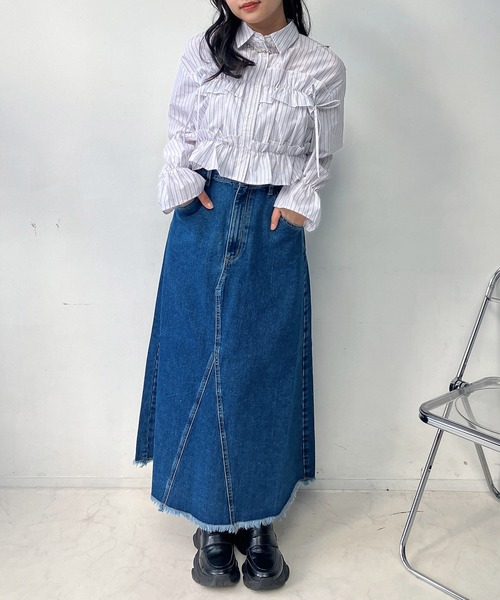 AS KNOW AS plus(アズノゥアズプラス)の「○リメイク風デニムロングスカート セットアップ可能(デニムスカート・レディース・ブルー系その他/ブルー/ブラック系その他・FREE)」の22枚目の写真