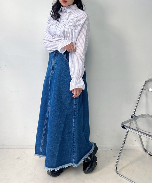 AS KNOW AS plus(アズノゥアズプラス)の「○リメイク風デニムロングスカート セットアップ可能(デニムスカート・レディース・ブルー系その他/ブルー/ブラック系その他・FREE)」の12枚目の写真