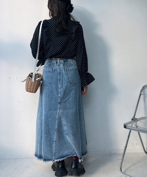 AS KNOW AS plus(アズノゥアズプラス)の「○リメイク風デニムロングスカート セットアップ可能(デニムスカート・レディース・ブルー系その他/ブルー/ブラック系その他・FREE)」の9枚目の写真