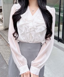 INGNI | 装飾ボタンフリルシアーブラウス(シャツ/ブラウス)