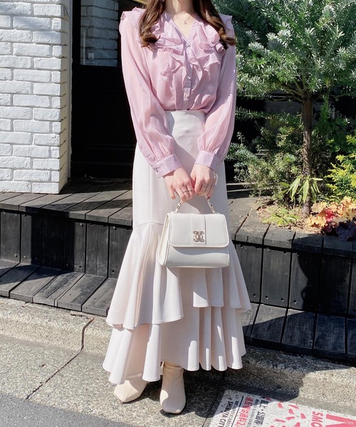 INGNI（イング）の「装飾ボタンフリルシアーブラウス（シャツ/ブラウス・レディース・オフホワイト/ブルー系/ピンク・M）」の22枚目の写真