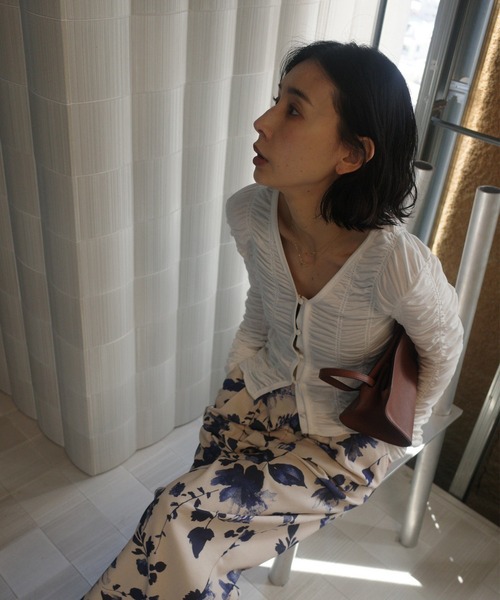 Ameri（アメリ）の「2WAY GATHER CUT TOP（Tシャツ/カットソー・レディース・ネイビー/ホワイト/グリーン・FREE）」の15枚目の写真