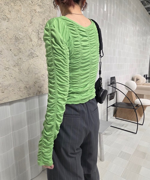 2WAY GATHER CUT TOP（Tシャツ/カットソー）｜Ameri（アメリ）の